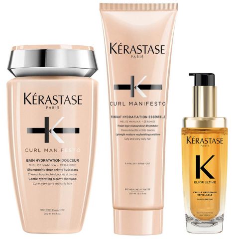 Kérastase - Curl Manifesto Shampoo + Conditioner + Elixir Ultime L'Huile Originale Hairoil - Set 