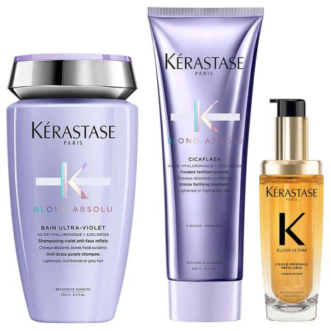 Kérastase - Blond Absolu Shampoo + Conditioner + Kérastase Elixir Ultime L'Huile Originale - Set