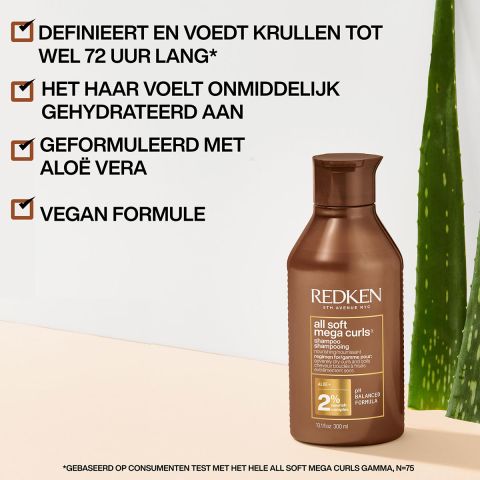 Redken - All Soft - Mega Curls - Shampoo voor Kroeshaar en Krullen - 300 ml