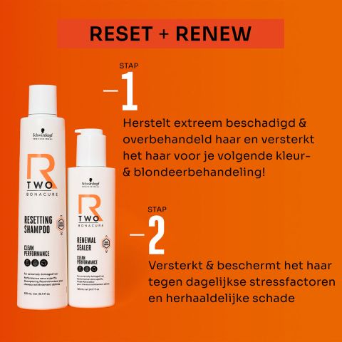 Schwarzkopf - R-TWO - Resetting Shampoo 250 ml & Renewal Sealer - Voordeelset voor beschadigd haar